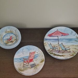 Certified International Ocean View Melamine Dishes NWOT